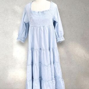 Coastal Cottage Midi Ruffle Striped Tier Dress
